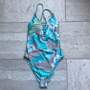 Gossip Tropical blues one-piece bathing suit